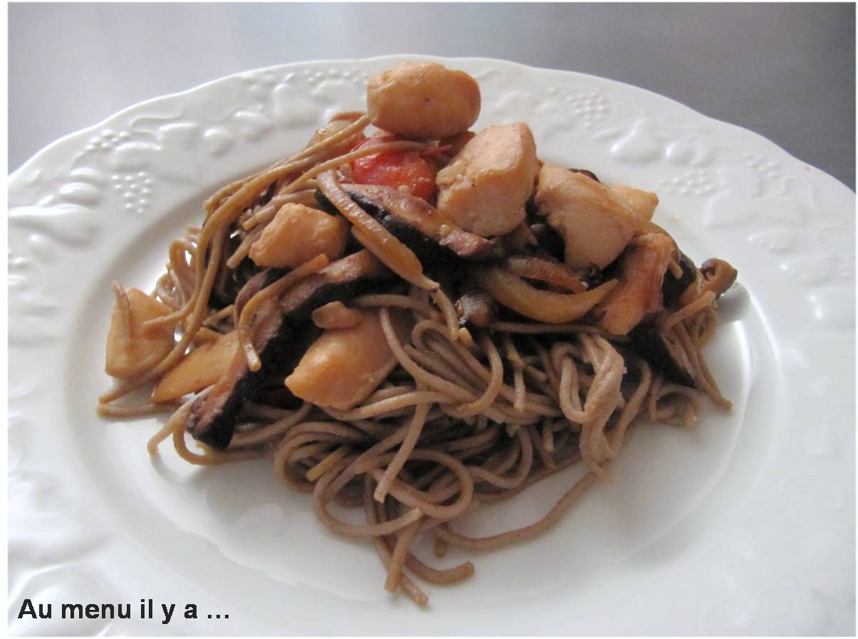 [Recette] Poulet chinois aux champignons parfumés et bombou, nouille soba