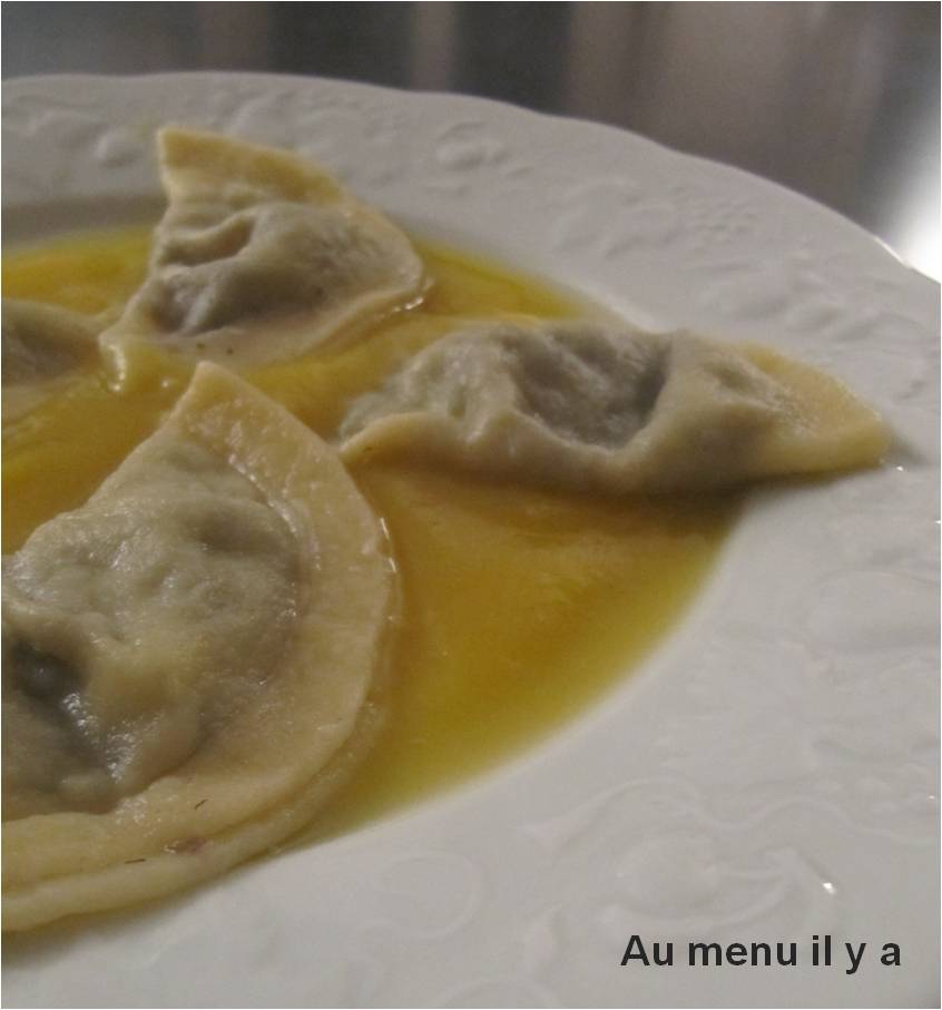 [Recette] Ravioles aux champignons sur lit de velouté de patidou