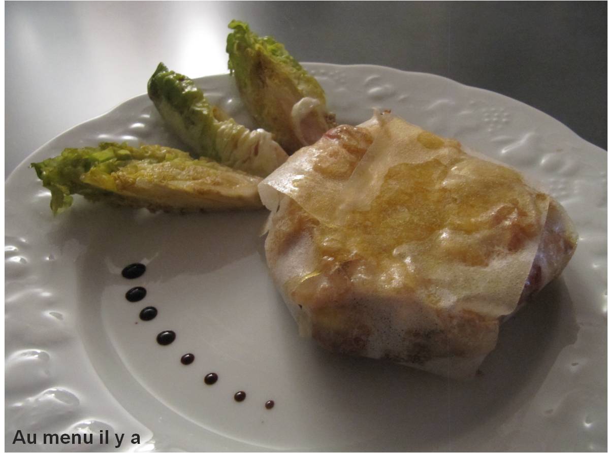 [Recette] Pastilla de poulet, pommes et foie gras et sa salade de sucrine