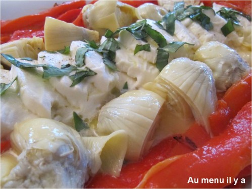 [Recette] Antipasti poivron, mozzarella, artichaut