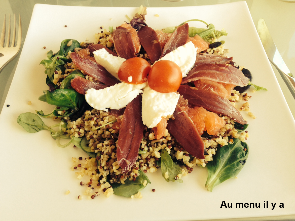 [Recette] Salade de quinoa, magret de canard, pamplemousse, mozzarella