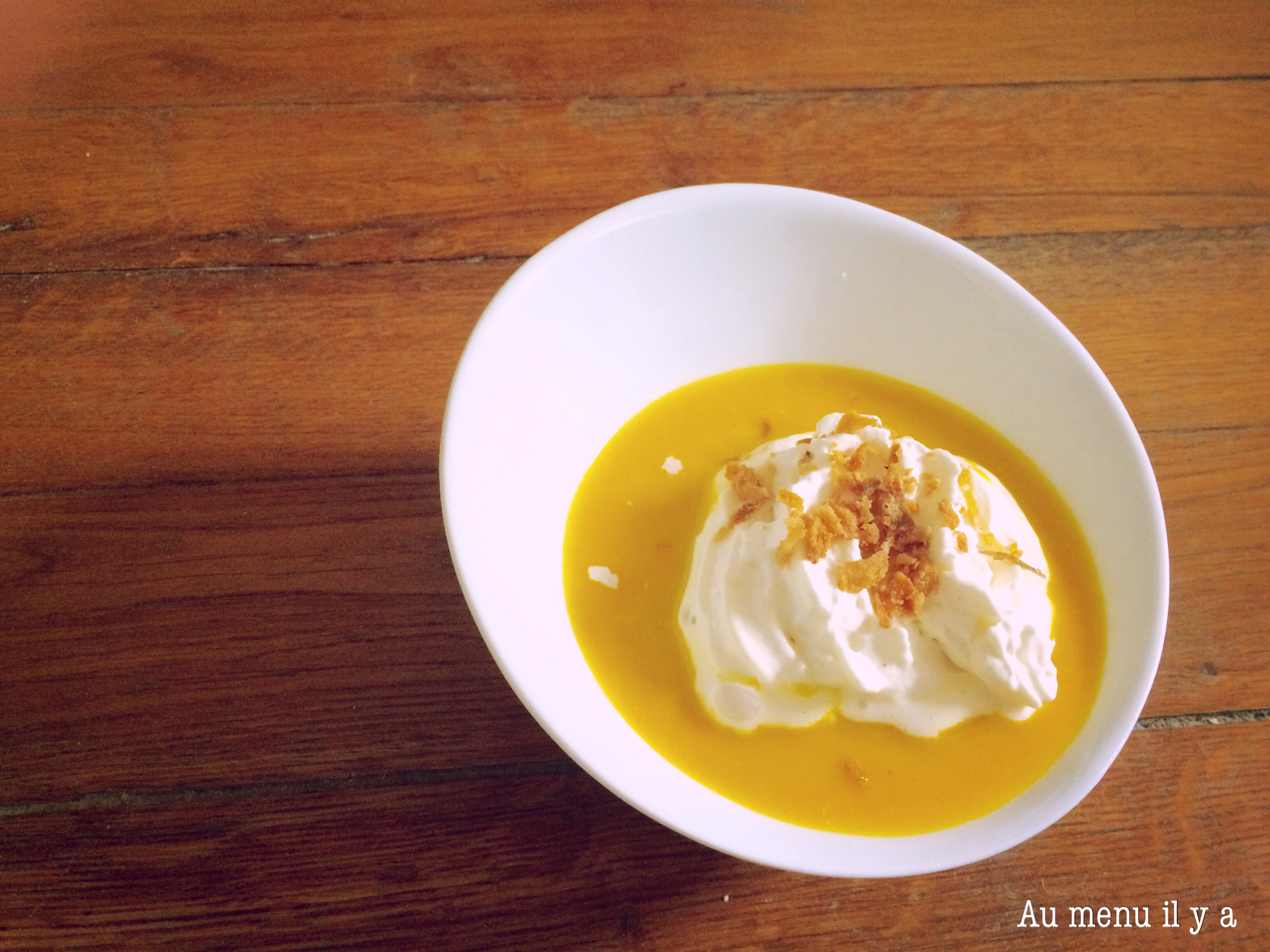 [Recette] Velouté de potimarron, espuma de bacon