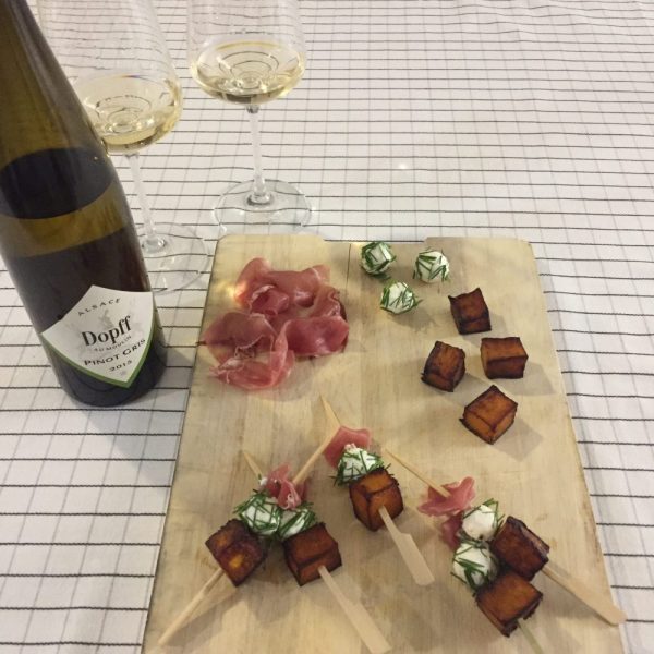 [Recette] Brochettes apéro courge butternut, fromage de chèvre frais, speck