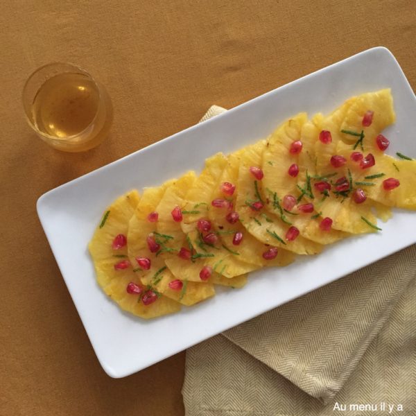 [Recette] Carpaccio d’ananas, sirop de miel, citron vert